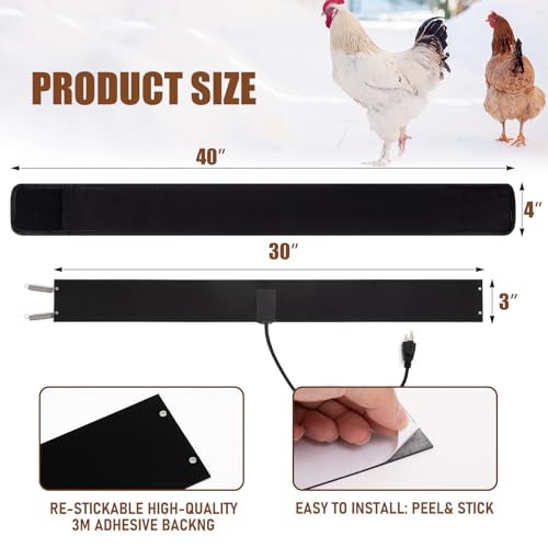 Glooglitter Thermostat Chicken Waterer Heater Self-Regulating Heating Bucket Belt for 2-5Gal Bucket with 6ft Power Cord for Freezing Winter Thermostat Chicken Water Insulation (Upgrade 1set) - style: Upgrade 1set