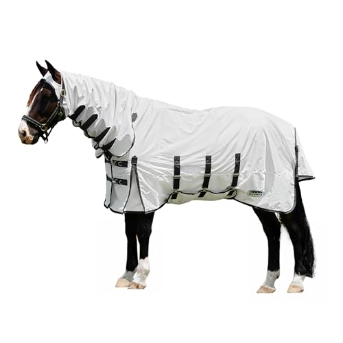 WeatherBeeta ComFiTec Sweet Itch Shield Fly Sheet Combo, White/Charcoal, 66" - size: 66"