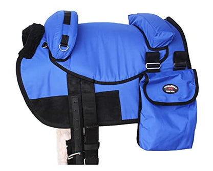 Horse Western Bareback Saddle Pad Trail w/ Pockets Girth Stirrups 39205 - color: Royal Blue