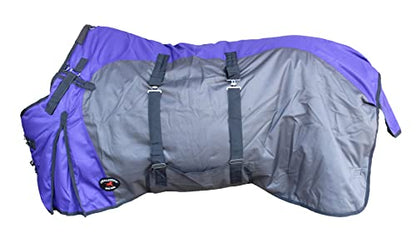 1200D Horse Turnout Blanket Waterproof, Breathable, Heavy-Weight Winter Blanket with 300g Fill, Ripstop Outer Shell - color: Grey/Purple, size: 78 inches