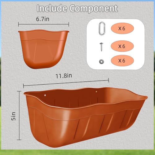 Chicken Feeder Waterer,Hanging Goat Feeders,Feed Trough 3.5 Quart 3 Pack,Hanging Fence Feed Trough for Poultry Livestock,Terracotta - color: Terracotta, size: 3.5 Quart (3 Pack)