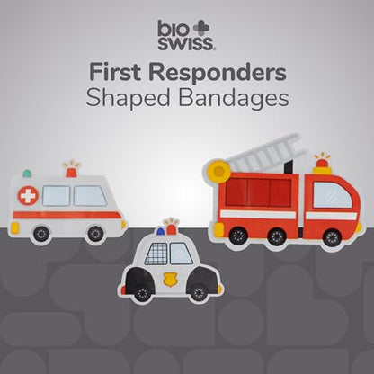 BioSwiss Bandages, First Responders Shaped Self Adhesive Bandage Set, Latex Free, Sterile Wound Care, 50 Count - color: First Responders, size: 50-Count Tin