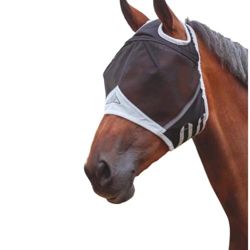 Shires Fine Mesh Fly Mask with Ear Holes – 70% UV Protection Black/Cob/Single