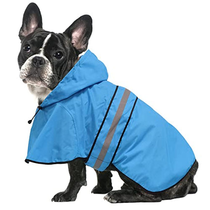 Waterproof Reflective Dog Raincoats - Adjustable Puppy Rain Coat Jacket, Lightweight Dog Hooded Slicker Raincoats Poncho for Small to X- Large Dogs and Puppies (Blue, Small) - color: Blue, size: Small