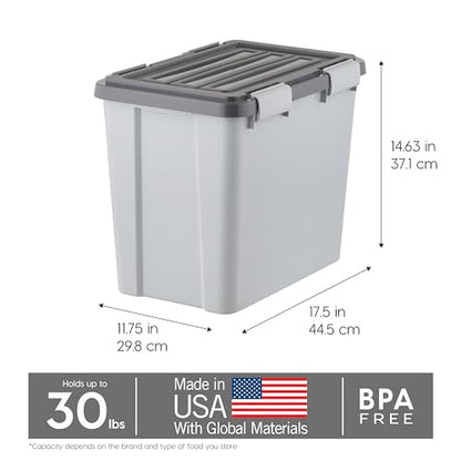 IRIS USA Dog Food Storage Container, Up to 30 lbs, Gray/Dark Gray - color: Gray/Dark Gray