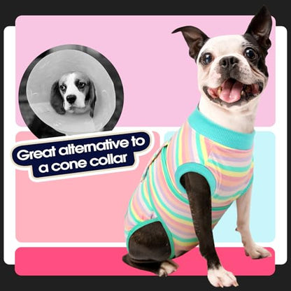 FUAMEY Recovery Suit for Dogs After Surgery,Soft Breathable Dog Bodysuit - color: Mint Green Stripes, size: Xs(back:8.3-11.4in,wt:4-7lbs)