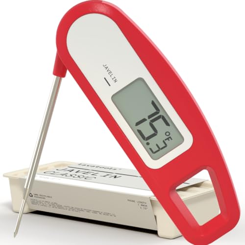 Lavatools Javelin® Ultra-Fast 3-Second Digital Instant Read Meat Thermometer for Grill and Cooking, 2.75" Probe, Compact Foldable Design, Large Display, IP65 Water Resistant, NSF Certified – Crimson - color: Crimson