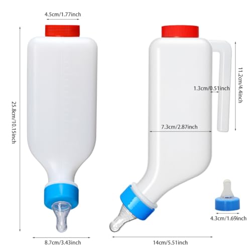 1000ml Lamb Feeding Bottle 2 Pack Hanging Goat Milk Feeder Bottles with Scale Livestock Nursing Bottle for Sheep Dogs Calf Fawns