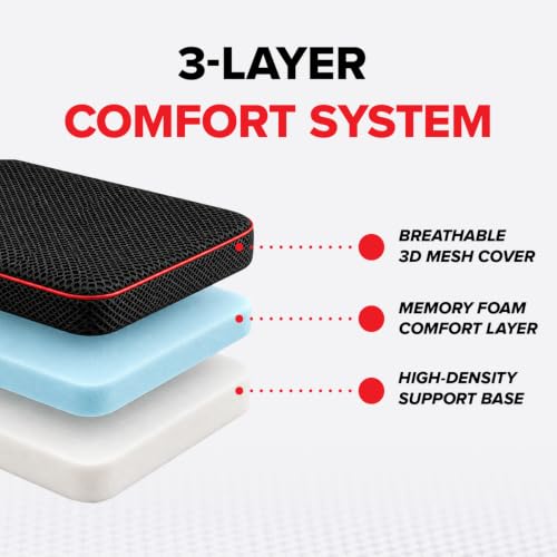 Stadium Seat Cushion, 1-Pack, 2.5" Thick Multi-Layer Foam Seat Pad, Non-Slip Bottom, Breathable 3D Mesh Cover, Waterproof Cover & Carabiner, Portable for Bleachers & Outdoor Events