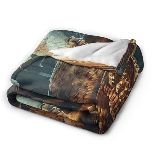 Owl Blanket Owls Book Lovers Gifts Throw for Women Girls 80"X60" - color: Owl Book, size: 80"x60"