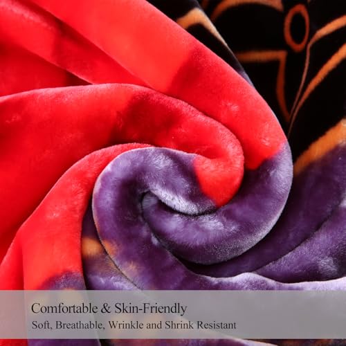 JML Korean Style Fleece Blanket King Size, 87" x94", 10.5 Pounds, Thick Raschel Floral Blanket for Winter, 2 Ply, A&B Printed, Silky Soft Plush,Warm (Black Flowers) | 2 Ply, A&B Printed, Embossed, Reversible, Plush, Silky Soft, Thick, Warm for Winter, Bla