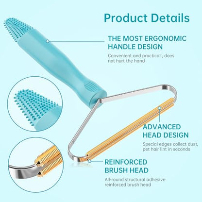 Pet Hair Remover, Dog Cat Carpet Rake, Lint Remover Shaver for Sofas-2pack - color: Sky Blue