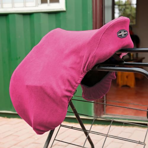 Harrison Howard Fleece Saddle Cover for GP/Close Contact Saddles, Dust Protection, Machine Washable, Elastic Fit - Magenta - color: Magenta, size: GP/CC-One Size