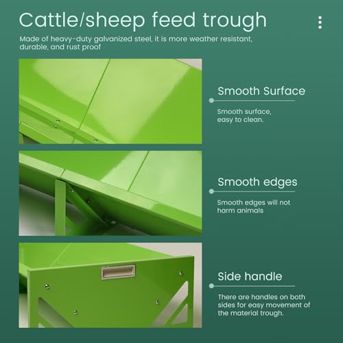 Goat Feeder Trough 55" Livestock Feeding Trough Large Capacity Metal Feed Trough Heavy-Duty Horse Feeder Livestock Feeder for Cattle Cows Horses Sheep Goats Pigs Calf Deer