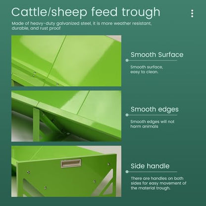 Goat Feeder Trough 55" Livestock Feeding Trough Large Capacity Metal Feed Trough Heavy-Duty Horse Feeder Livestock Feeder for Cattle Cows Horses Sheep Goats Pigs Calf Deer