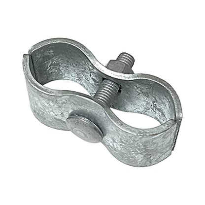Kenner Chain Link Fence Clamps - 8 Set, 1-5/8" Galvanized Steel Saddle and Kennel Clamps for Pipe Panel Frames - size: 1-5/8"