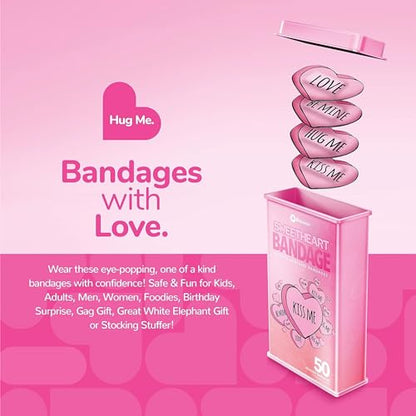 BioSwiss Bandages, Valentine Heart Shaped Self Adhesive Bandage Set, Latex Free, Sterile Wound Care, 50 Count - color: Heart, size: 50-Count Tin