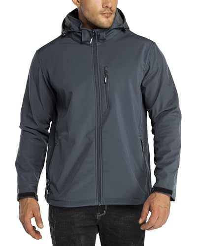 Outdoor Ventures Men's Softshell Jacket Waterproof Fleece Rain Shell Coat - color: Dimgrey, size: Small