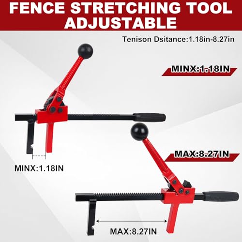 Chain Link Fence Stretcher Tool, Heavy-Duty Fence Puller Tensioner for Woven Wire, Barbed Wire Chain Link Fence with 5° Tilted Base, One-Person Operation for Farm, Ranch & Garden