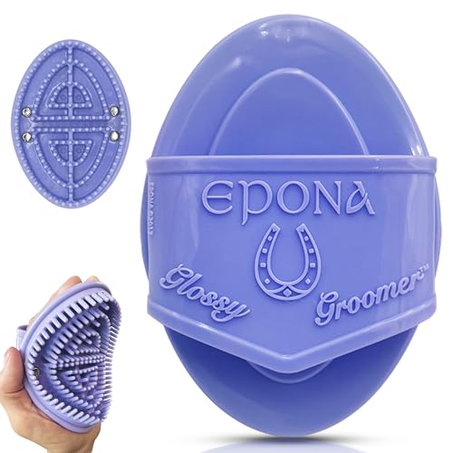 Epona Lavender Flexible Glossy Curry Comb for Horses – Soft, Ergonomic Grooming Brush with Flexible Tines for Deep Cleaning, Massage & Shedding Care - color: Lavender