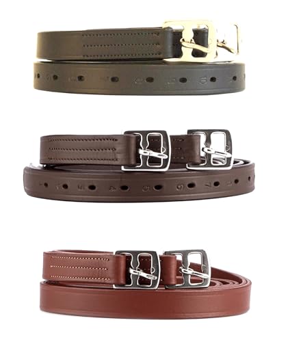SIE 46”/ 48” / 54” / 56" / 60” English Premium Leather Stirrup Leathers Kids/Adult - color: Black, size: 60"