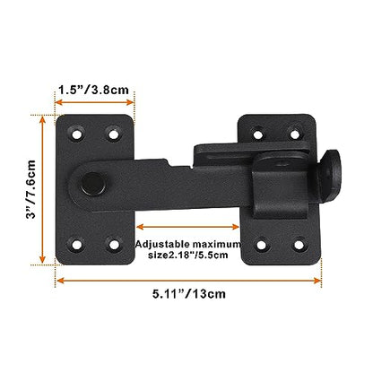 Flip Latch Lock,90 Degre Heavy Duty Gate Latch with Padlock Hole,Safety Door Bolt Latch Lock,Barn Door Lock Suitable for Wooden Fences,cabinets, bathrooms, Toilets, Windows, etc. - size: 1 Piece