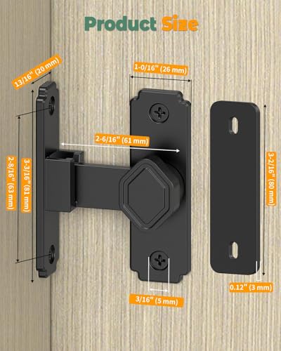 90 Degree Barn Door Lock, Sliding Door Latch, Black, 1 Pack - color: Black-1PC