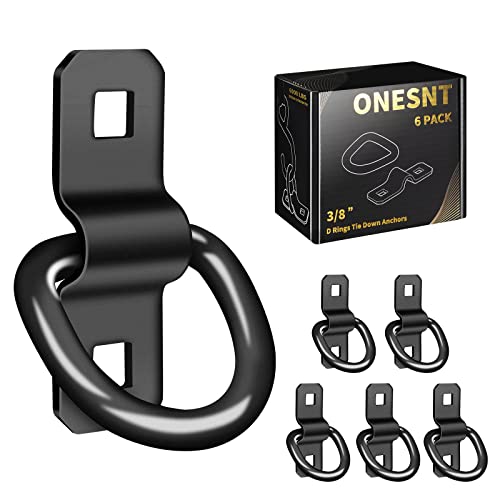 D Rings Tie Down Anchors 3/8” Heavy Duty 6000 Pound Breaking Strength for RV Camper Pickup Trailer Cargo Control, Tying Down Motor Bikers,ATV Surface Mount Bracket Enclosed Points（Pack of 6 Black） - color: black
