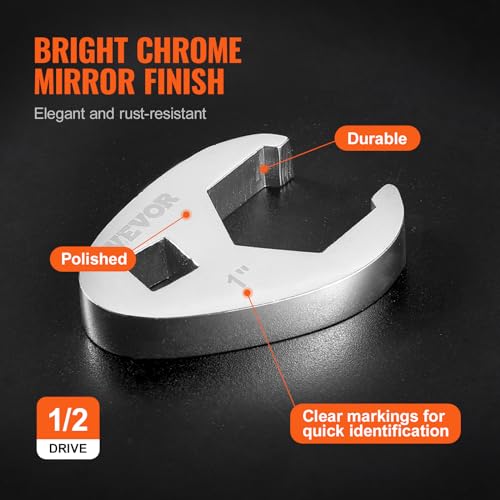 VEVOR Crowfoot Wrench Set, 3/8" Drive 24-Piece Crows Foot Wrench Set with 2 Extension Bars and EVA Tool Organizer, SAE 3/8"-1" and Metric 10-22 mm, CRMO Steel and Mirror Chrome Finish - size: 3/8" 24 PCS