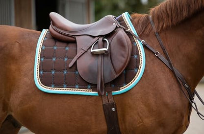 CHALLENGER Horse Cotton Quilted All Purpose English Saddle PAD Trail Brown Turquoise 72F40