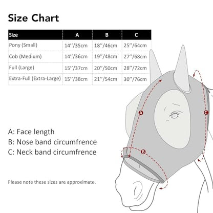 Harrison Howard Super Comfort Stretchy Fly Mask Large Eye Space with UV Protection Soft on Skin with Breathability Checker Board Cob (Medium) - color: Checker Board, size: Cob (Medium)