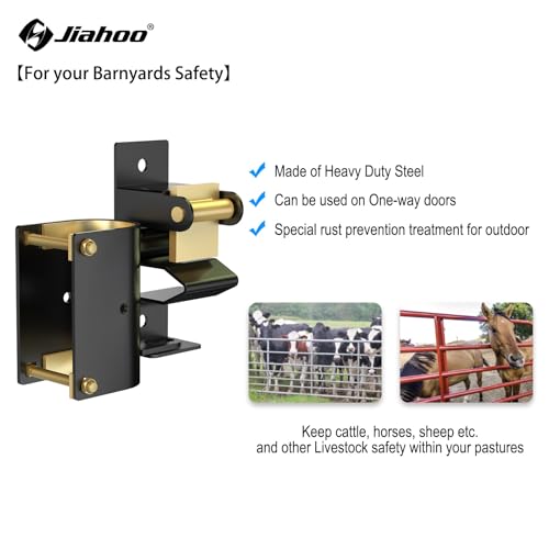 JIAHOO One Way Farm Gate Latch, Heavy Duty Gate Latches for Metal Tube Gate | 1 Way Lockable Livestock Gate Latch Hardware, For Cattle Gate Horse Corrals, Ranches, Pastures, Pet Cages - style: One Way Latch
