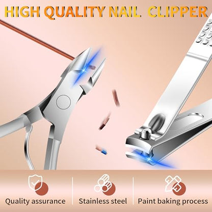 Manicure Set 16 In 1 Professional Stainless Steel Pedicure Kit Toenail Clippers Set Mens Grooming Kit Fingernail Kit for Women with Luxurious Travel Bag, Suitable for Home, Travel, and Salon (Brown) - color: 16Pcs-Brown