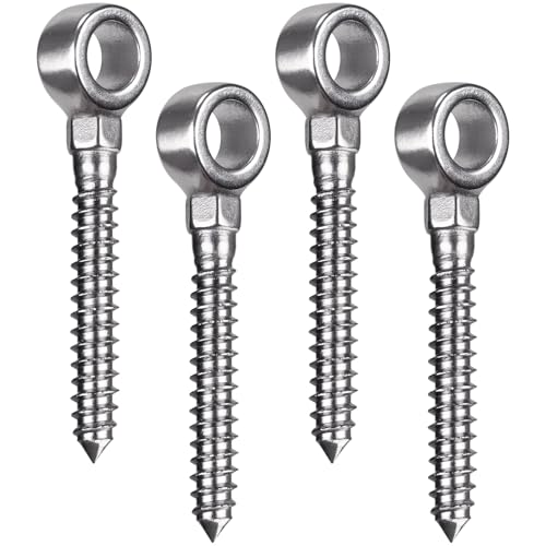 Insaga 304 Stainless Steel Gate Hinges for Wooden Fences, Heavy Duty One-Piece Screw Eye Hinge with 5/8'' Hole Dia, 4-1/2'' Length for Farm Gate Sag Correction (4Pack) - color: M12 Eye Hinge-4Pcs