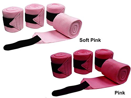 Derby Originals Set of 4 Super Soft Fleece Horse Polo Wraps with Velcro - color: Red