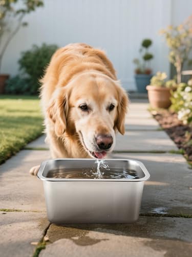 MEWTOGO 2 Gallons Large Capacity Food Grade Stainless Steel Dog Bowls - size: 2 Gal