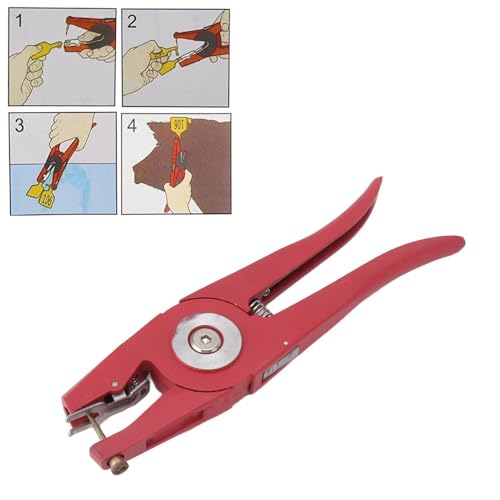 Alloy Livestock Ear Tag Applicator Pliers, 9.06 in Red Animal Tagging Tool for Cattle Pigs Goats Sheep