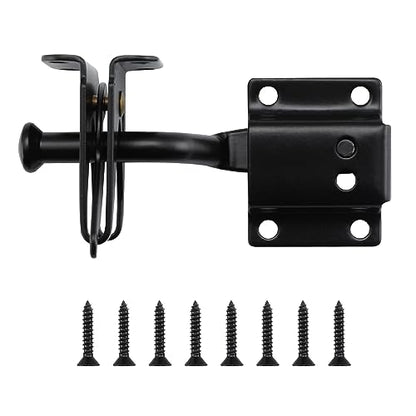 WellMade Self Locking Gate Latch Automatic Gravity Lever Door Lock for Wooden Fences, Heavy Duty Metal Gates, Vinyl Fence, Secure Pool, Garden Outdoor gate, Black with Screws