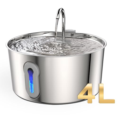 4L/135oz Large Cat Water Fountain Advanced 304 Stainless Steel with Detachable Tank, Easy to Clean, Automatic Pet Fountain Quiet Cats Water Dispenser, Dogs (135oz Large Cat Fountain)