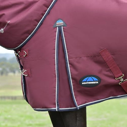 WeatherBeeta ComFiTec Essential Turnout Detach-A-Neck 220G, Burgundy/Navy, 84" - color: Burgundy/Navy, size: 84"