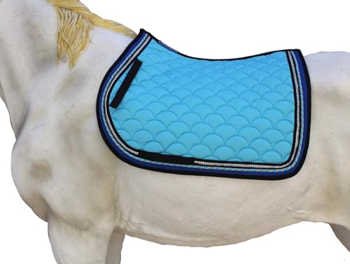 Horse Quilted ENGLISH SADDLE PAD Trail Dressage 72Dressage - color: Tuquoise Blue
