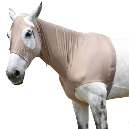 Horse Slinky Hood with Zipper, Stretchy Sleazy Hood Khaki M - color: Khaki, size: Medium