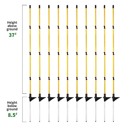 20-Pack 46" Fiberglass Step-in Electric Fence Posts | Adjustable Clips · Metal Spikes · For Patio, Gardens, Lawns & Temporary Fencing