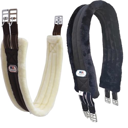 Majestic Ally Mink Fleece Padded Girth with Heavy Duty Elastics & Stainless Steal Hardware Brown -42",44",46",48" and 50" - color: Brown, size: 52 Inch