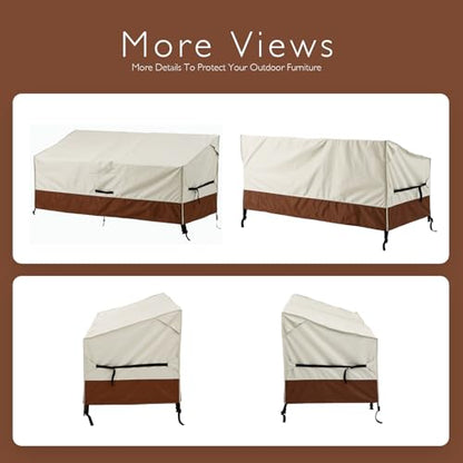 Patio Loveseat Cover Waterproof 420D Bench Cover, 70"x30"x31", 2pc - color: Brown-2pc, size: 70L x 30W x 31H inch