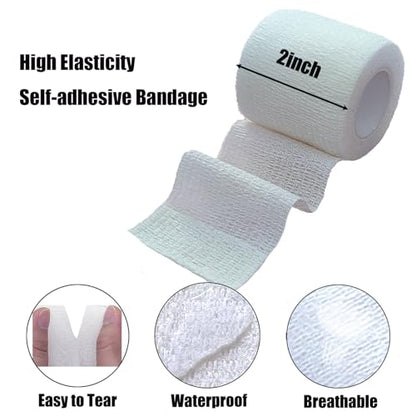 2 Inches Self Adhesive Bandage Wrap Bulk, 6 Pack, White - color: White