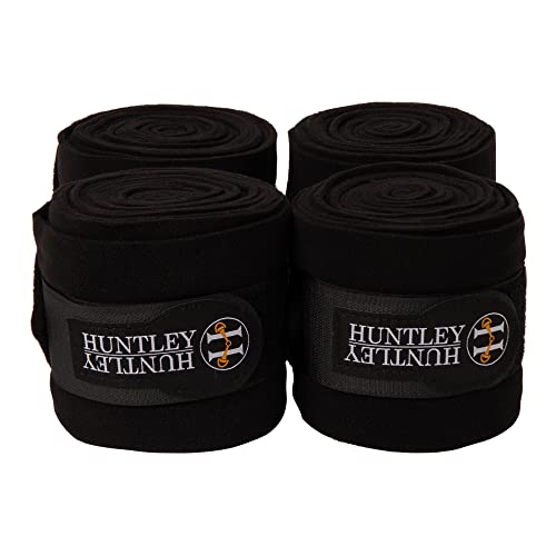 Huntley Equestrian Polo Wraps for Horses Protective Leg Support Bandage, Training, Exercising & Turnout - Pack of 4 - Black - color: Black