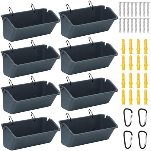 Wenqik 8 Pack Chicken Feeder,5 Quart Hanging Goat Waterer,Dark Gray - color: Dark Gray