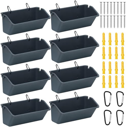 Wenqik 8 Pack Chicken Feeder,5 Quart Hanging Goat Waterer,Dark Gray - color: Dark Gray