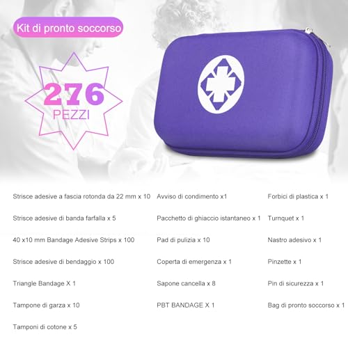 First Aid Kit 276PCS Car Home Camping Essentials Purple Emergency Kit AMORNING - color: Purple-276pcs